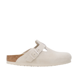 Birkenstock Boston SFB in Antique White Suede Narrow