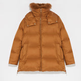 Yves Salomon Down Coat 76cm in Rust