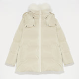 Yves Salomon Down Coat 76cm in Pearl