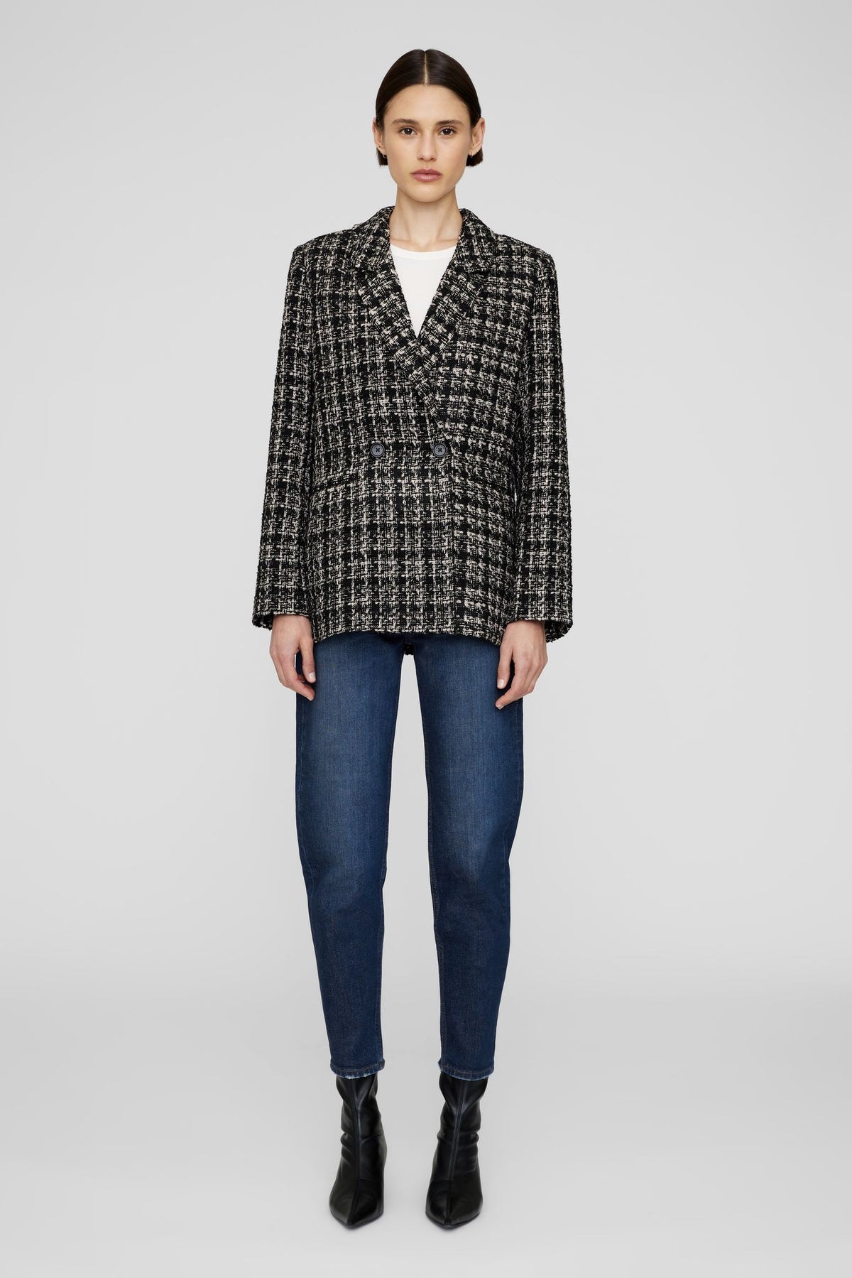 ANINE BING Madeleine Blazer - Grey And Red Plaid