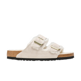 Birkenstock Arizona Shearling in Antique White Suede (Narrow)