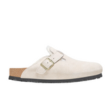 Birkenstock Boston Shearling in Antique White Suede (Narrow)