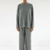 Almada Noa Cable Knit Sweat in Grey
