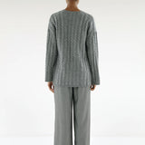 Almada Noa Cable Knit Sweat in Grey