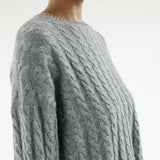 Almada Noa Cable Knit Sweat in Grey