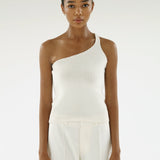 Almada Label Una One Shoulder Top in Shell