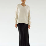 Almada Label Zaya V-Neck Sweater in Buttercream