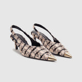 AB Nina Heels W Metal Toe - Apricot Tweed
