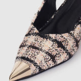 AB Nina Heels W Metal Toe - Apricot Tweed