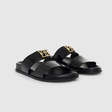 Anine Bing Parker Slides Monogram in High Shine Black