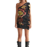 Antipodean Clementine One Shoulder Mini Dress - Onyx
