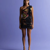 Antipodean Clementine One Shoulder Mini Dress - Onyx