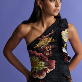 Antipodean Clementine One Shoulder Mini Dress - Onyx