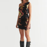Antipodean Clementine One Shoulder Mini Dress - Onyx