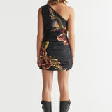 Antipodean Clementine One Shoulder Mini Dress - Onyx
