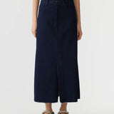 Bassike Longerline Denim Skirt - Indigo
