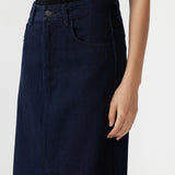 Bassike Longerline Denim Skirt - Indigo