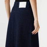 Bassike Longerline Denim Skirt - Indigo