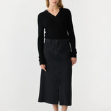 Longerline Denim Skirt | Washed Black
