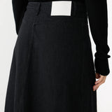 Longerline Denim Skirt | Washed Black