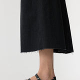 Longerline Denim Skirt | Washed Black