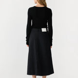Longerline Denim Skirt | Washed Black