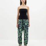 Bassike Printed Voluminous Pant - Ink/Aspen Green