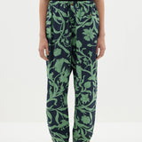 Bassike Printed Voluminous Pant - Ink/Aspen Green