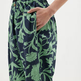 Bassike Printed Voluminous Pant - Ink/Aspen Green