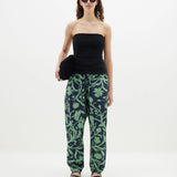 Bassike Printed Voluminous Pant - Ink/Aspen Green