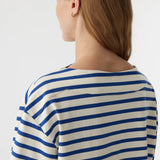 Stripe Boatneck Long Sleeve Tee | Natural and Cobalt