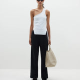 Bassike Twill Pinstitch Detail Pant in Black