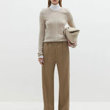 Bassike Twill Stripe Detail Pant in Tan and White