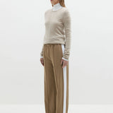 Bassike Twill Stripe Detail Pant in Tan and White