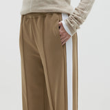 Bassike Twill Stripe Detail Pant in Tan and White