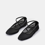 DOF Isabella Ballet Flat - Black Cotton Net