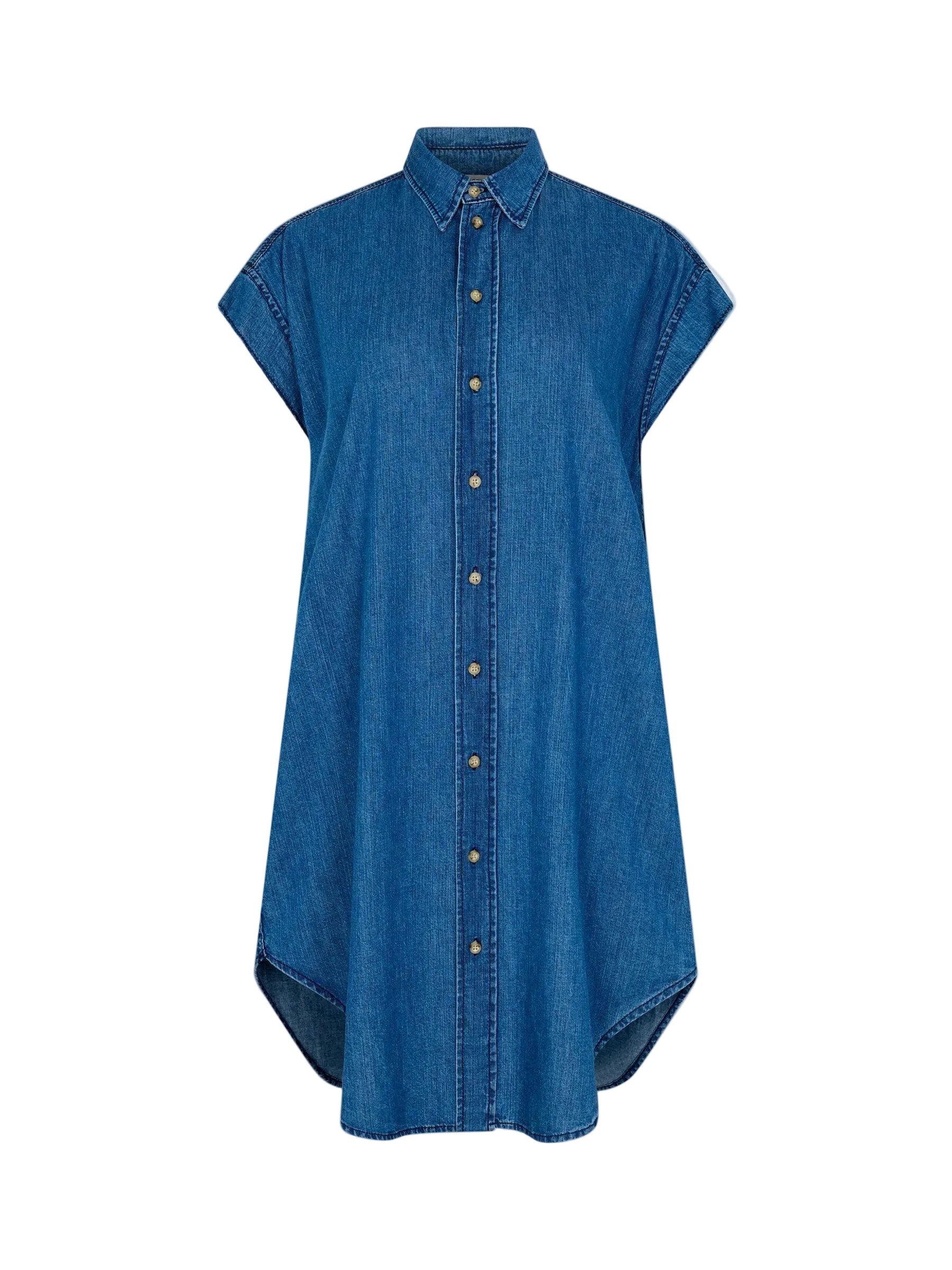 Bassike | Organic Denim Sleeveless Dress in Washed Indigo