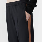 Bassike Twill Stripe Detail Pant in Black and Argan Stripe.