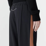 Bassike Twill Stripe Detail Pant in Black and Argan Stripe.