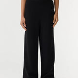 Bassike Wide Leg Athletic Cotton Pant in Black