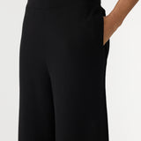 Bassike Wide Leg Athletic Cotton Pant in Black
