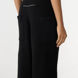 Bassike Wide Leg Athletic Cotton Pant in Black