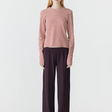 Bassike Wide Leg Athletic Tape Pant in Dark Plum