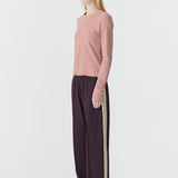 Bassike Wide Leg Athletic Tape Pant in Dark Plum