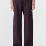 Bassike Wide Leg Athletic Tape Pant in Dark Plum