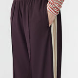 Bassike Wide Leg Athletic Tape Pant in Dark Plum
