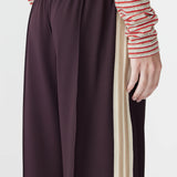 Bassike Wide Leg Athletic Tape Pant in Dark Plum