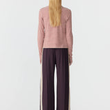 Bassike Wide Leg Athletic Tape Pant in Dark Plum