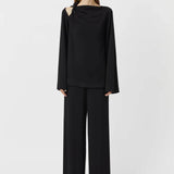 Camilla and Marc Junie Long Sleeve Lounge Top in Black
