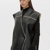 Camilla and Marc Oswald Reverse Shearling Long Vest in Black